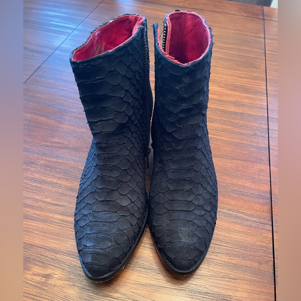 Boutique navy python western booties